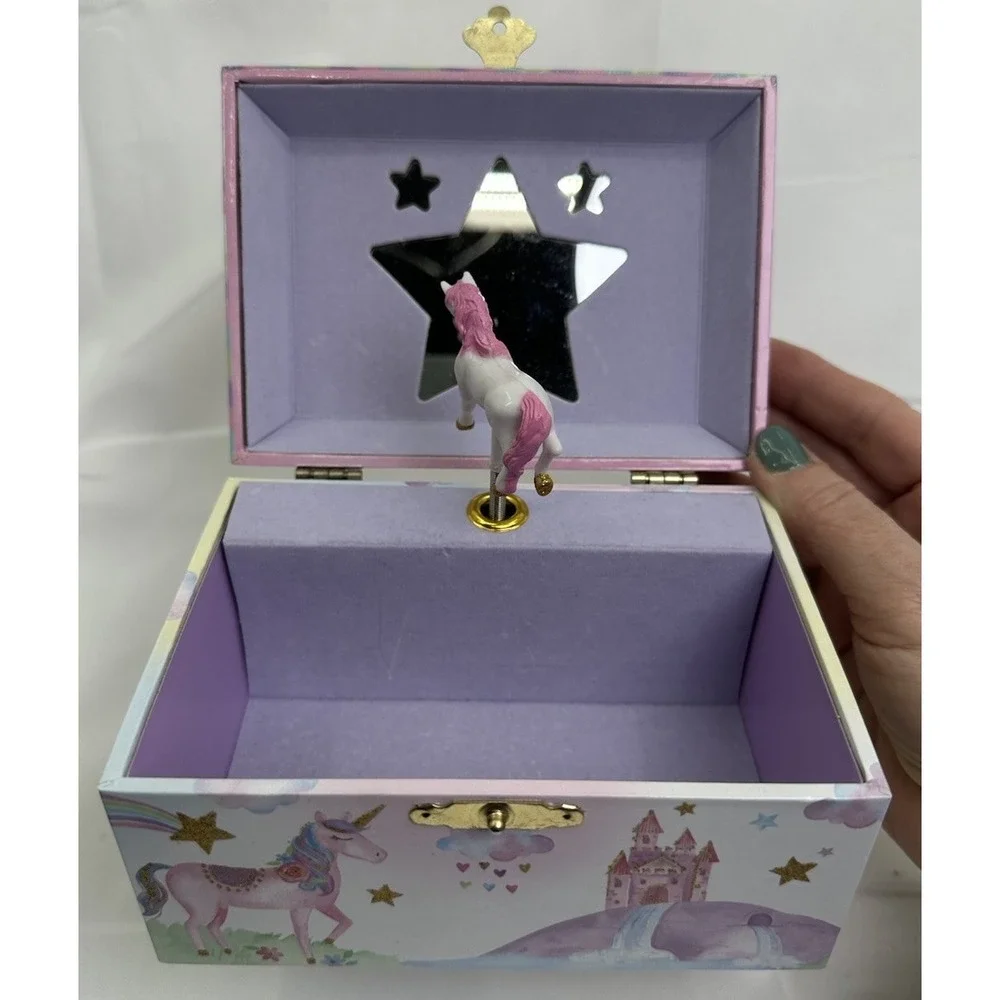 Unicorn Musical Jewelry Storage Box Spinning Jewelkeeper‎ EUC Kids Keepsake